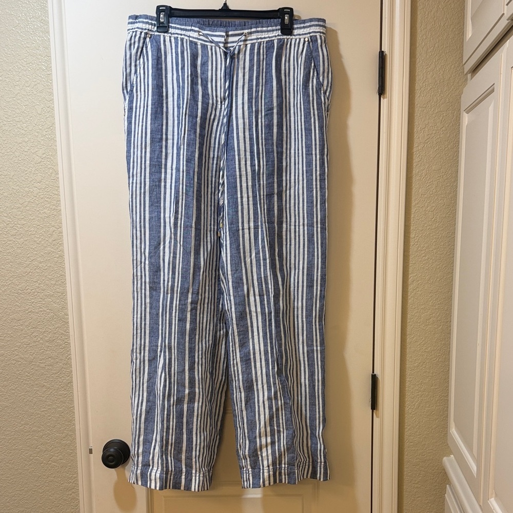 Jones New York Blue & White Striped Wide-Leg Pants